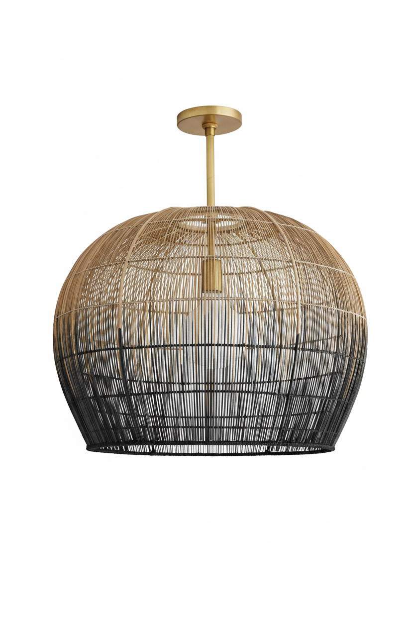 Arteriors Swami 1 Light 22 inch Natural and Black Ombre with Antique Brass Pendant Ceiling Light, Small