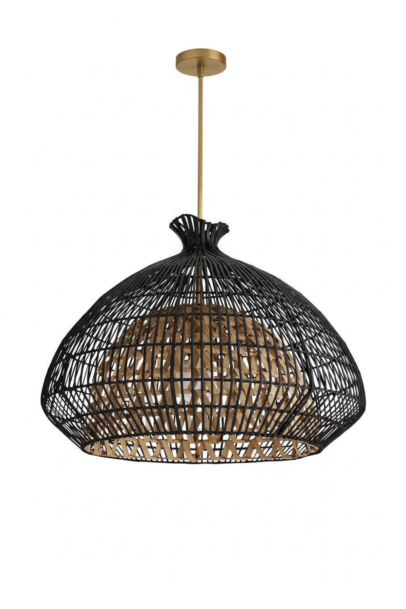 Arteriors Rimini 1 Light 38 inch Black and Natural Pendant Ceiling Light